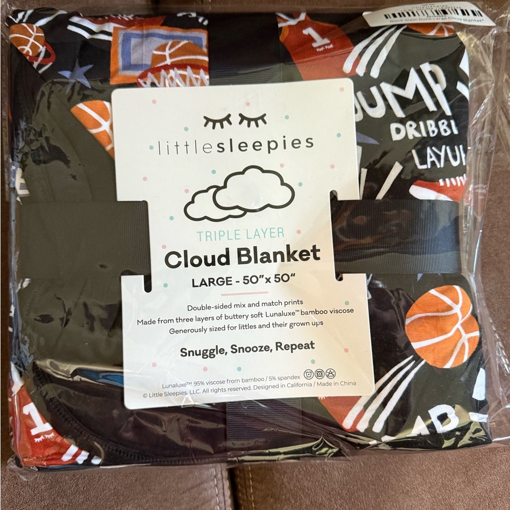 Little Sleepies Basketball Cloud Blanket - Black and Orange